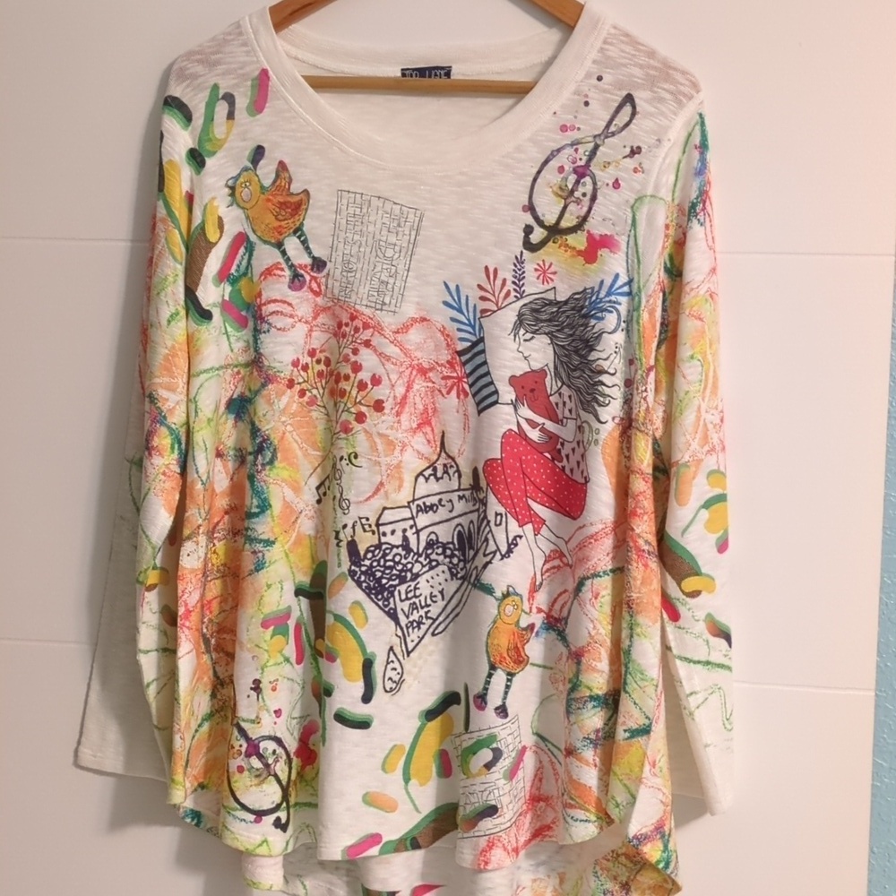 Top Ligne Colorful Art To Wear Music Lover Graphic Long Sleeve Oversized Shirt